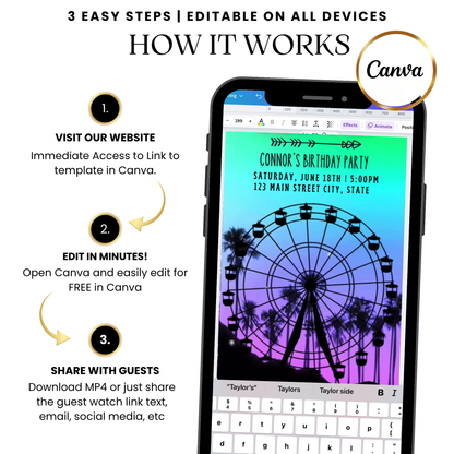 Collinfest carnival video invitation with ferris wheel