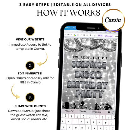 Silver Disco Birthday Party Video Invitation