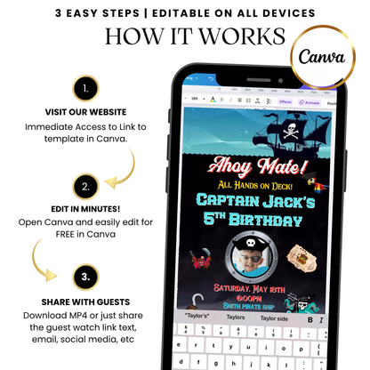 Sail the Seas Digital Video Invitation Instant Download