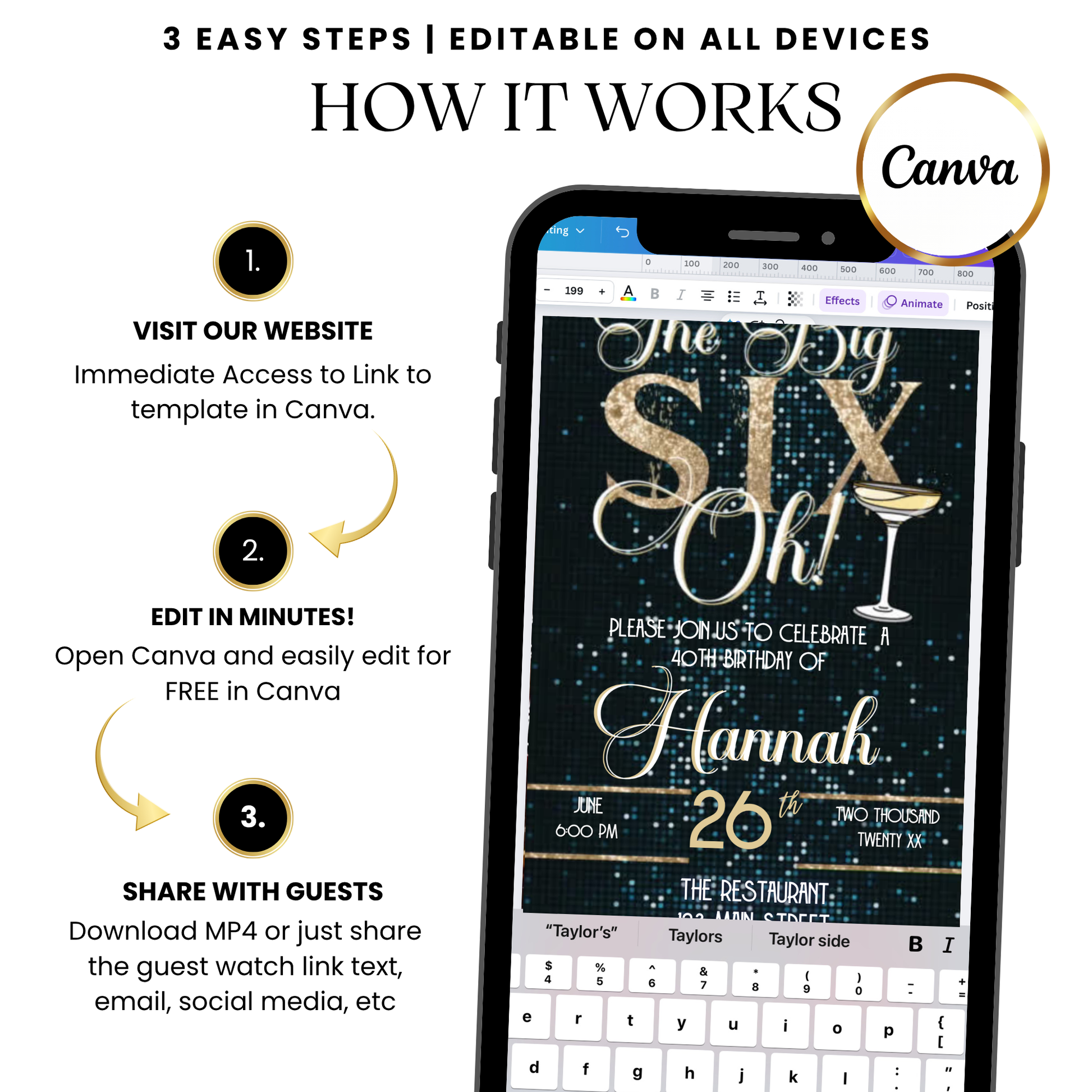 Champagne Disco Night Digital Video Invitation with Music