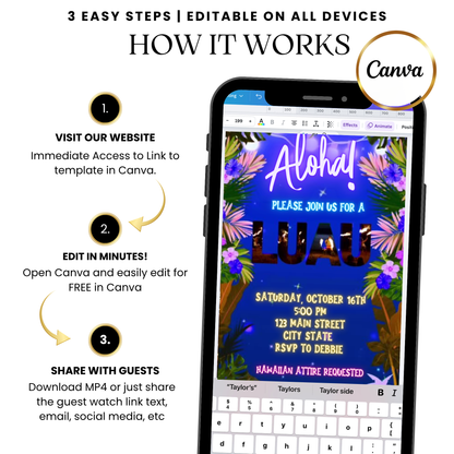 Aloha Hawaiian Luau Video Invitation with Music