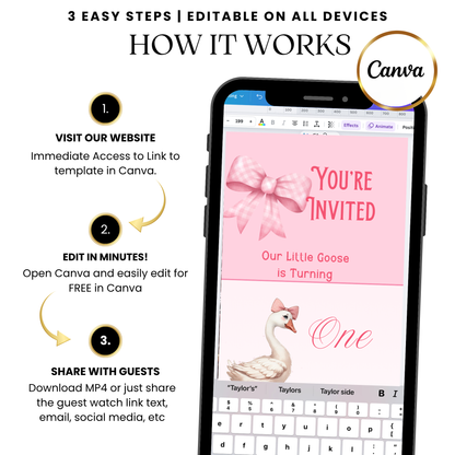 Stylish first birthday video invitation template