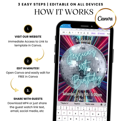 Colorful Light Disco Video Invitation