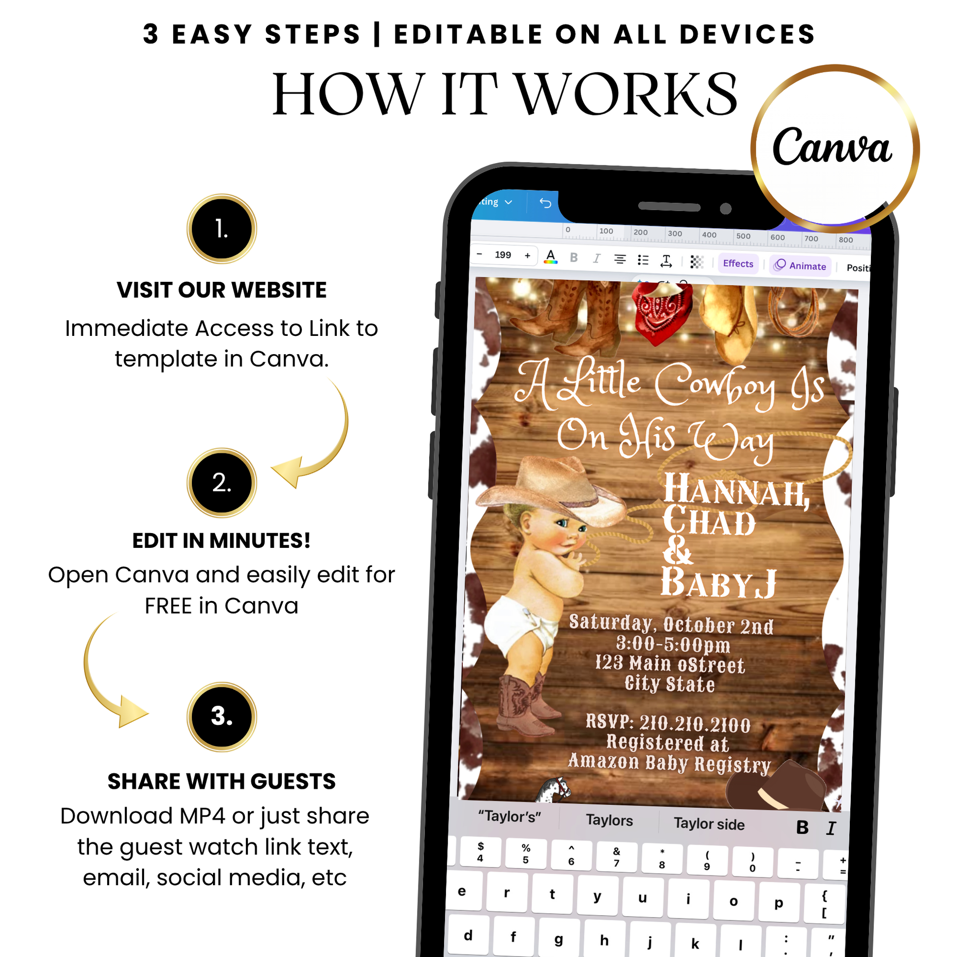 Rustic Western Baby Shower Template