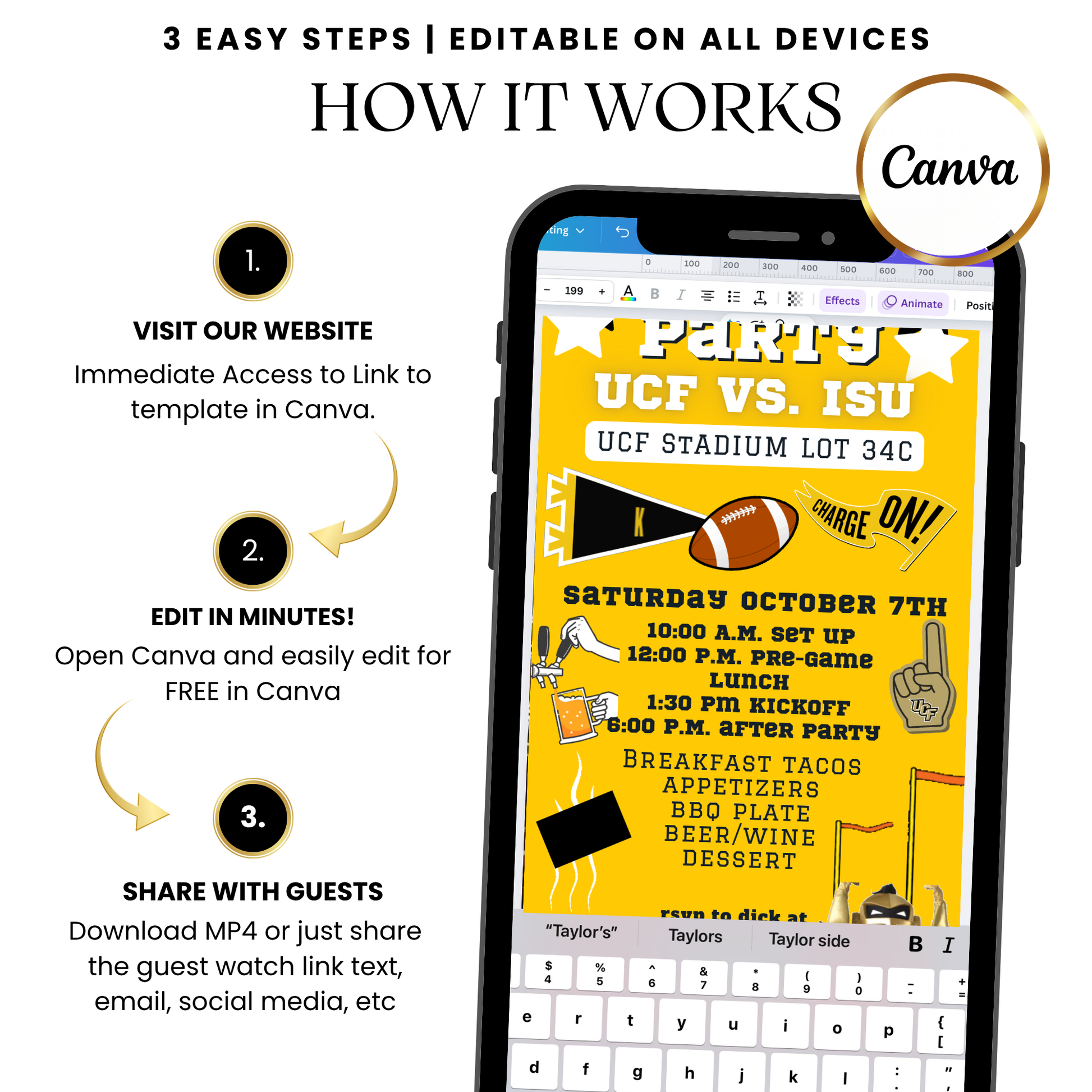 College football tailgate video invitation UCF theme