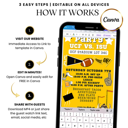 College football tailgate video invitation UCF theme