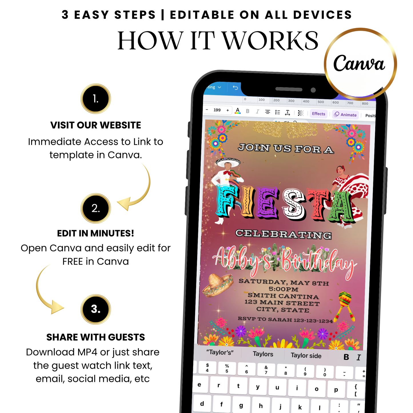 Fiesta papel picado video invitation template