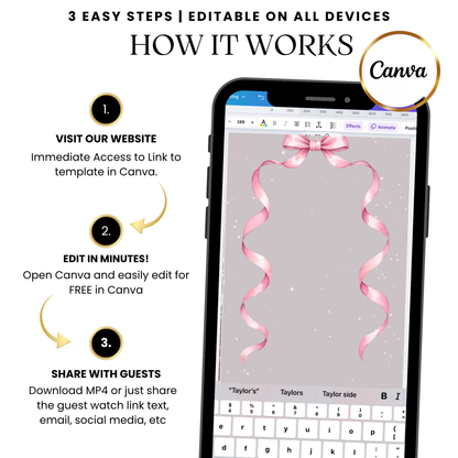 Pink ribbon frame baby video invitation template