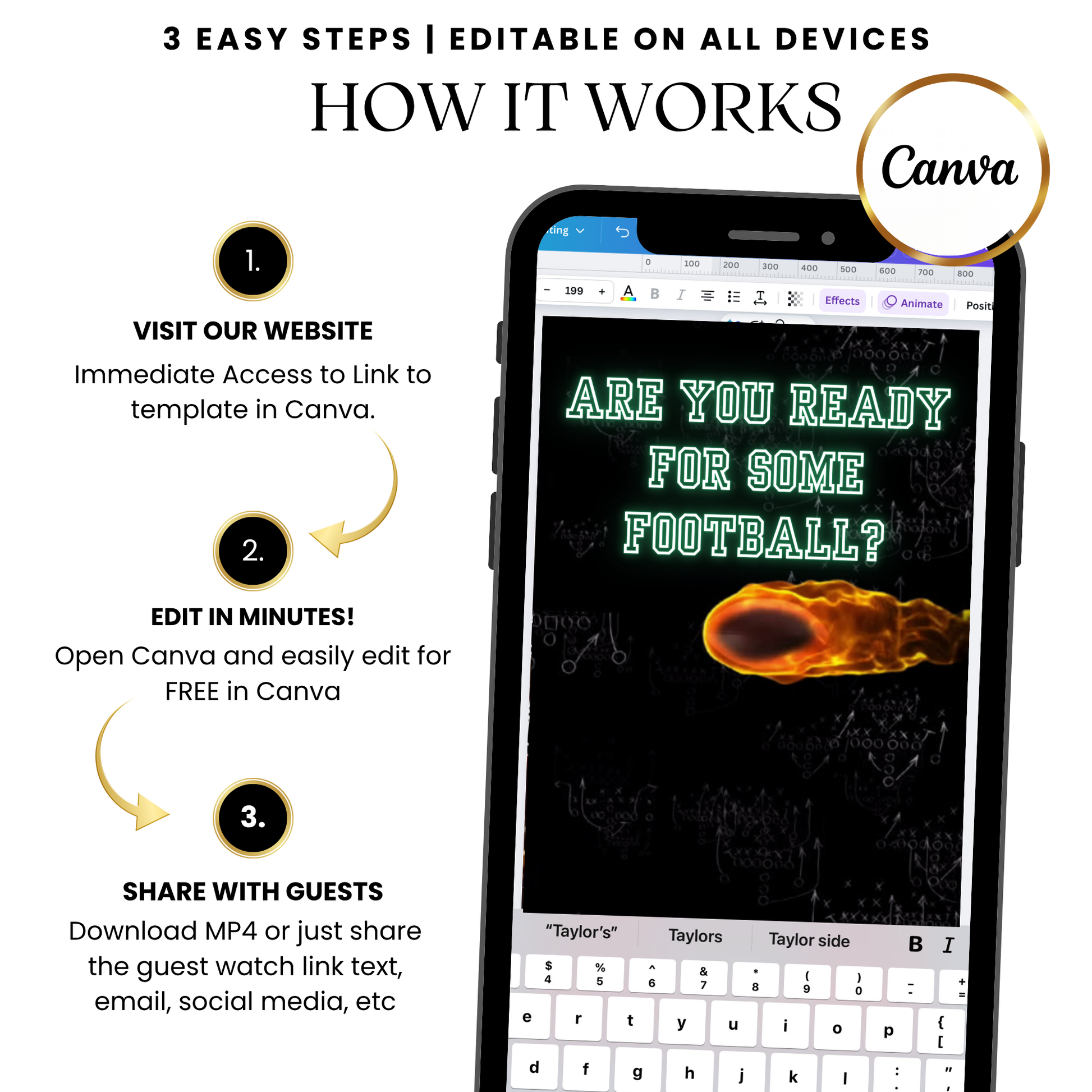 Super Bowl 2025 video invitation template football