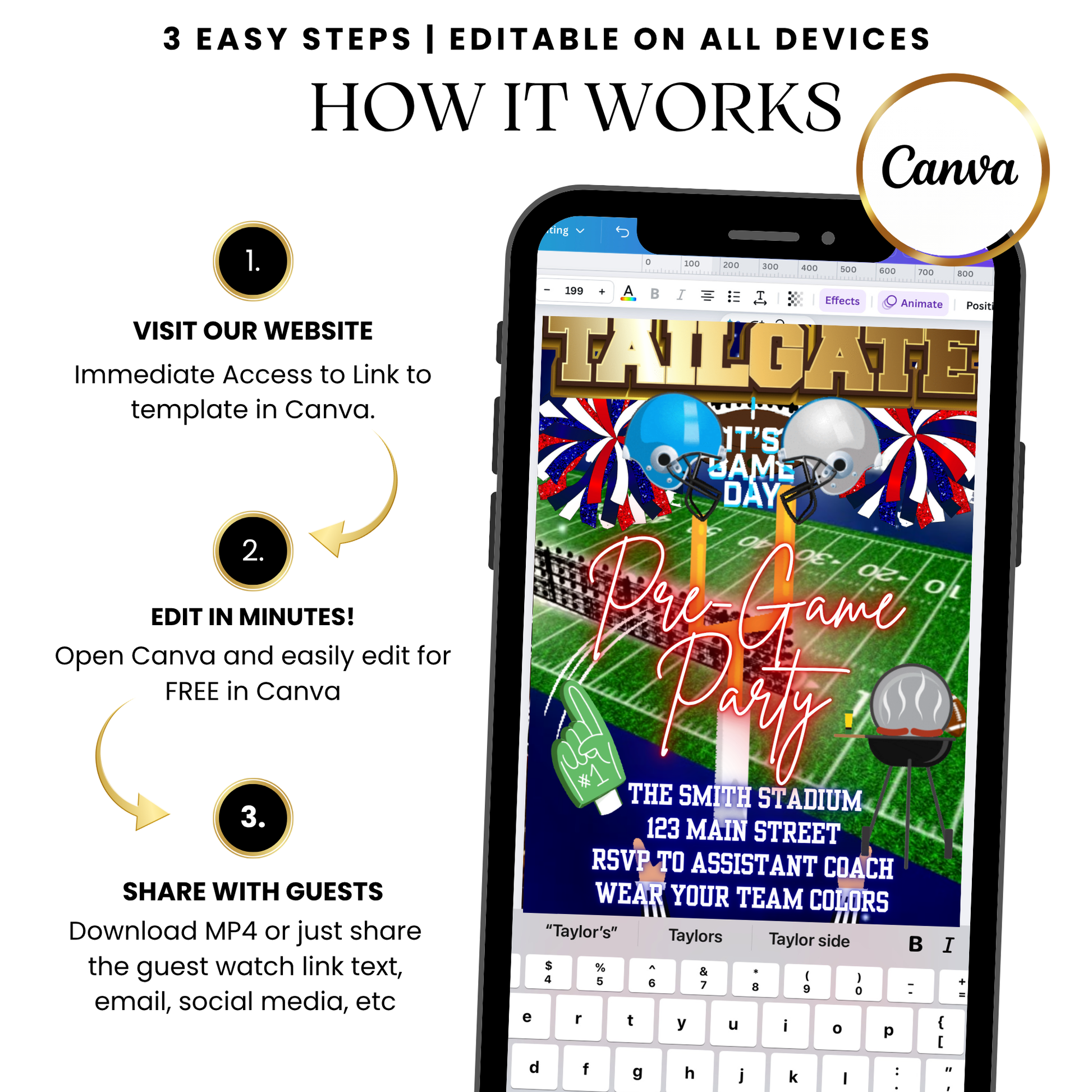 Football Tailgate Party Video Invitation with Music