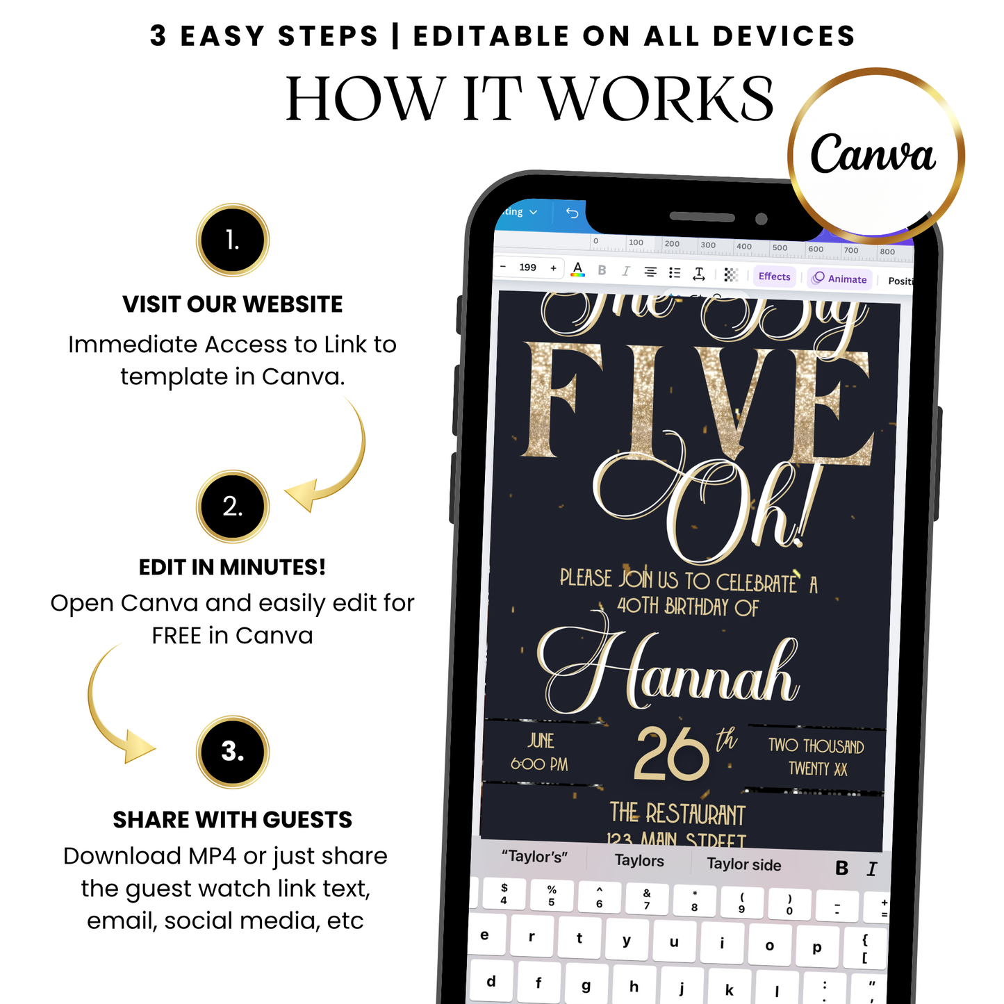 Golden Milestone Digital Video Invitation with Music