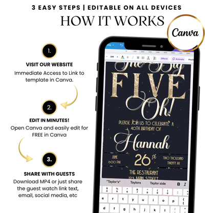 Golden Milestone Digital Video Invitation with Music