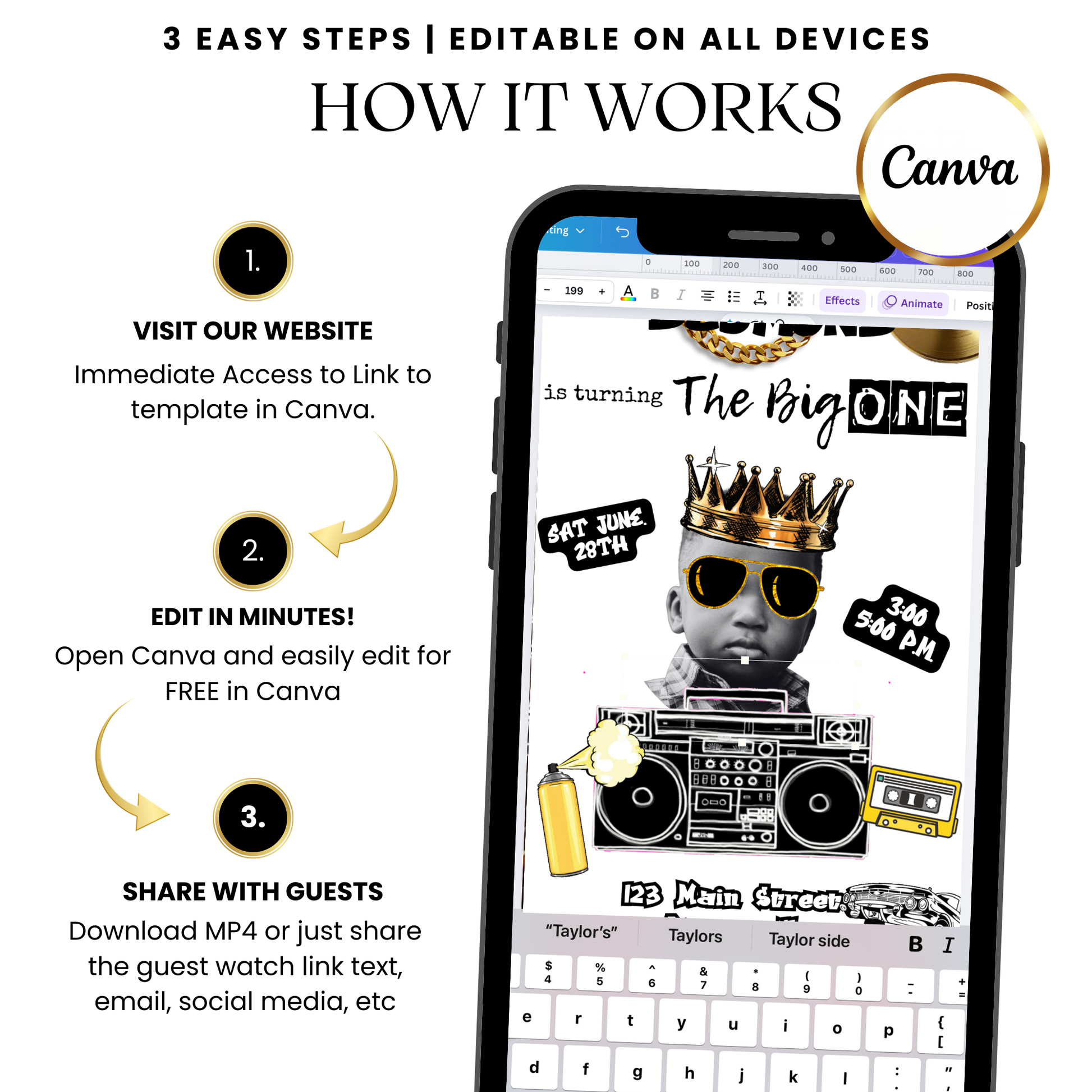 Hip-hop party video invite shared on WhatsApp preview