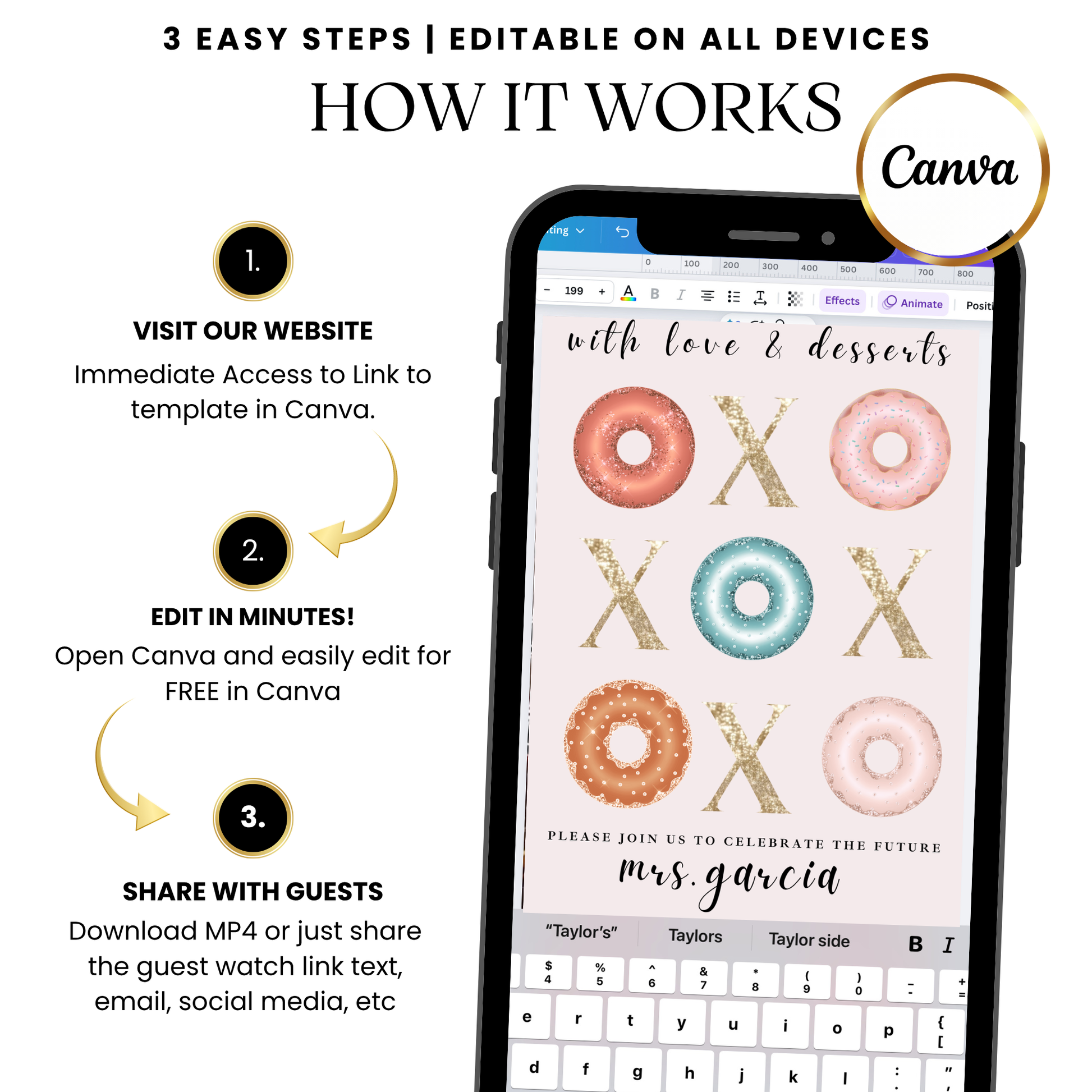 Donuts themed bridal video invitation template