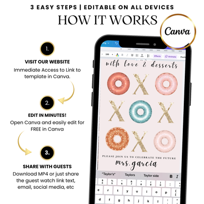 Donuts themed bridal video invitation template