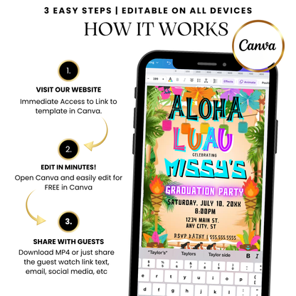 Aloha Luau Graduation Party Video Invitation