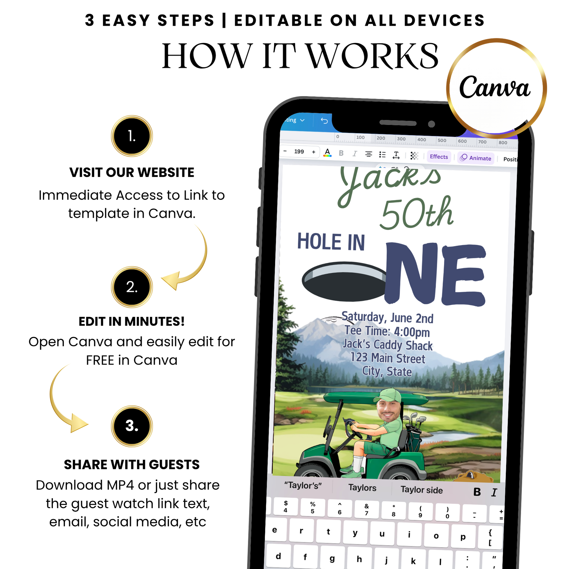 Group text reactions to golf-themed invite
