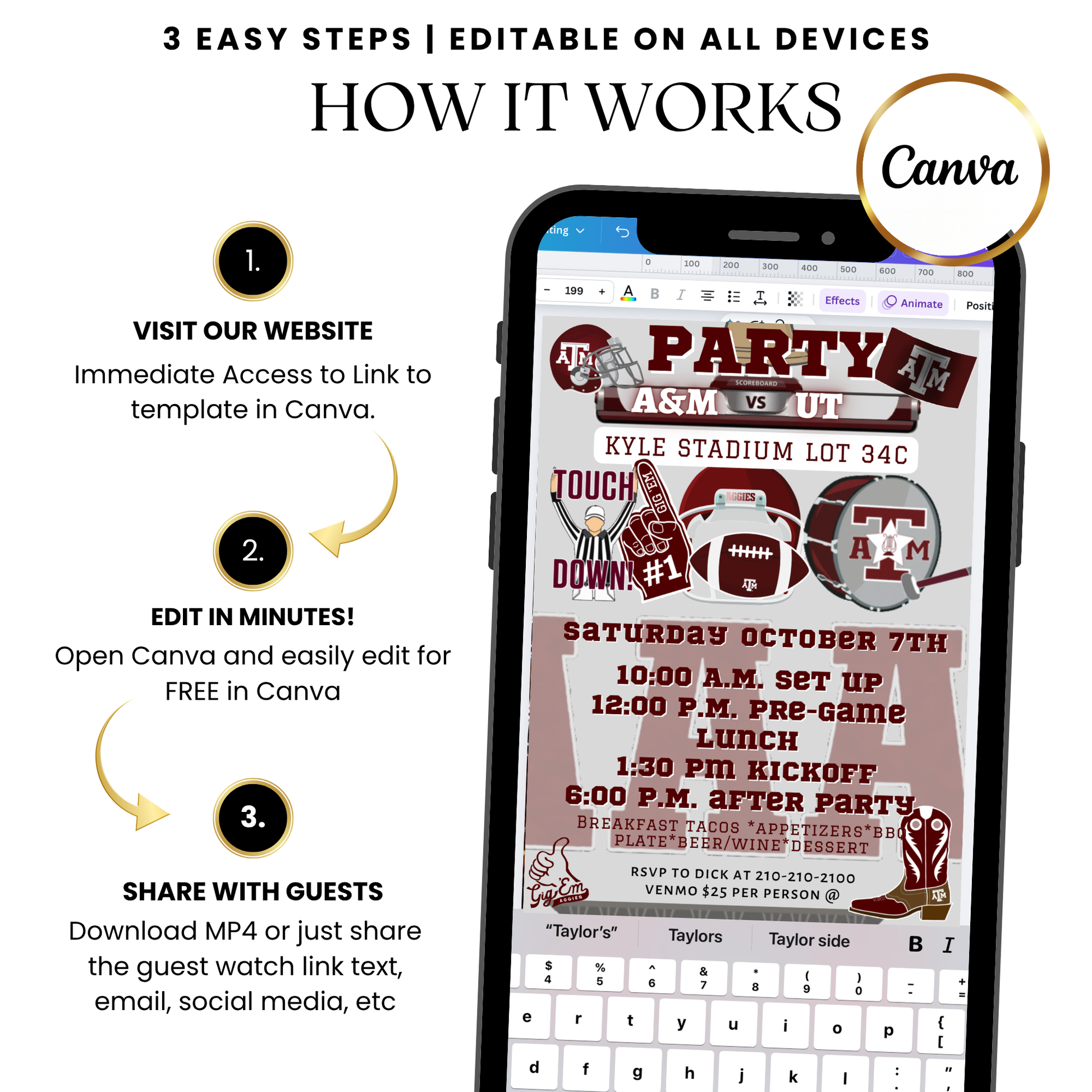 12th Man tailgate video invitation template Aggies