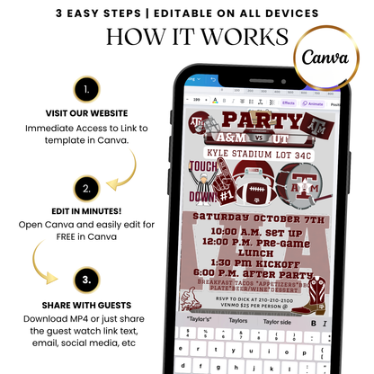 12th Man tailgate video invitation template Aggies