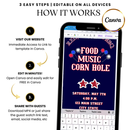 Red White and BBQ Digital Video Invitation with Music
