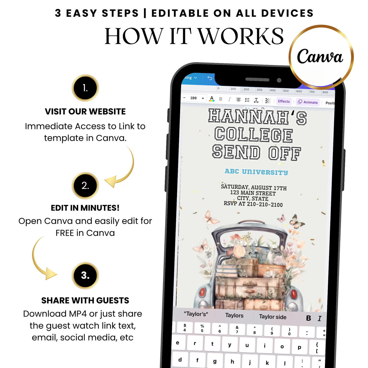 Floral Adventure Drive Digital Video Invitation with Music