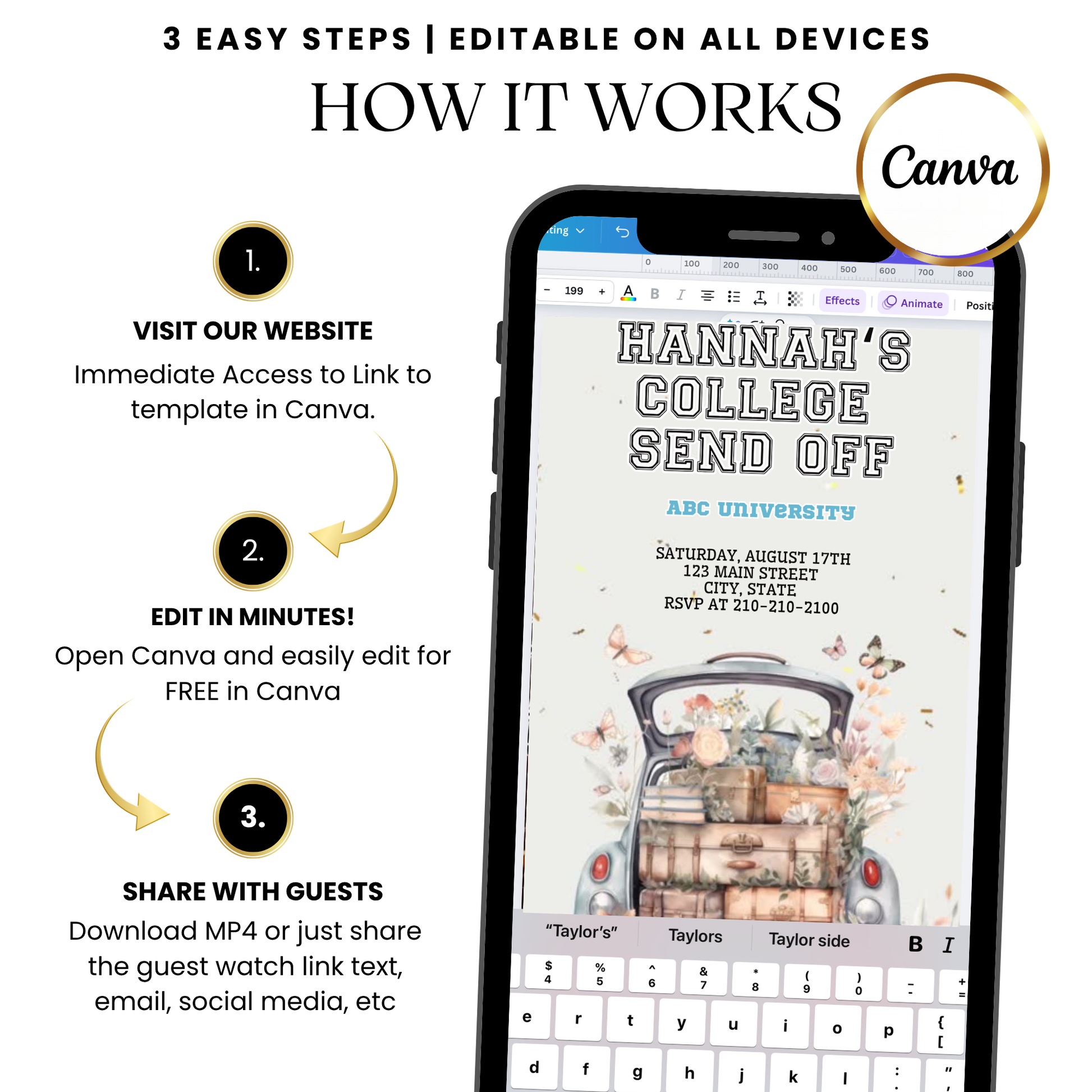Floral Adventure Drive Digital Video Invitation with Music