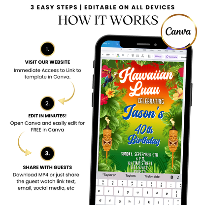 Sunset Hawaiian Luau Video Invitation with Music