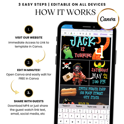 Pirate Adventure Digital Video Invitation with Music