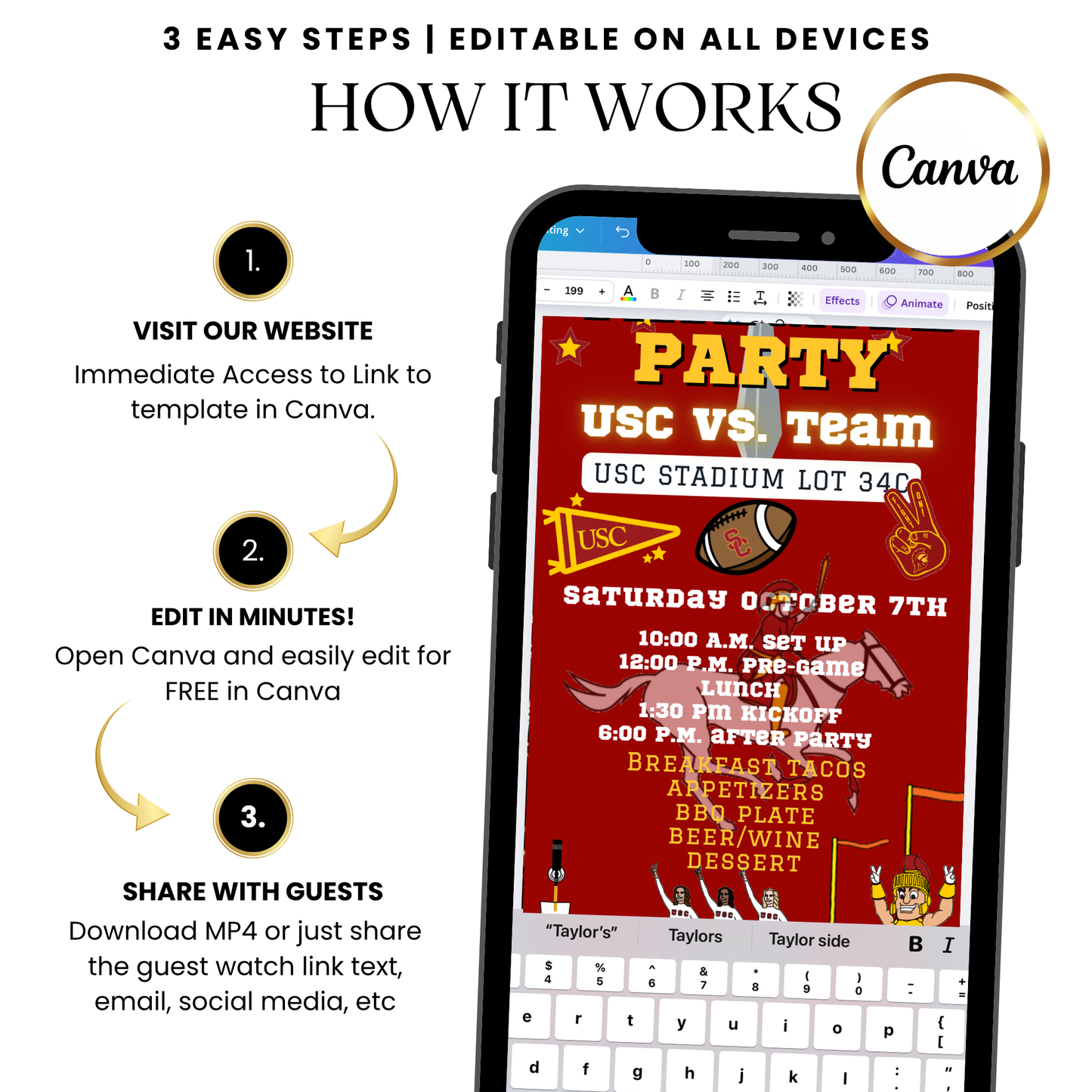 USC football game day tailgate video invitation