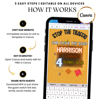 Boys Construction Birthday Video Invitation