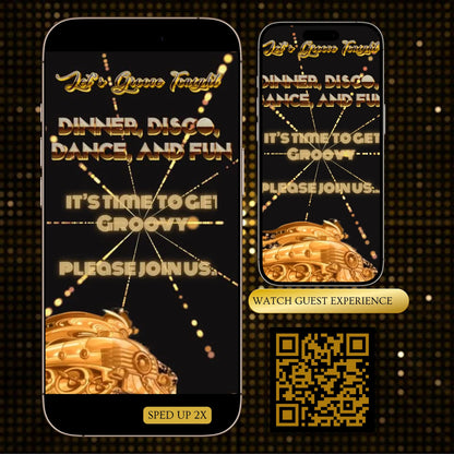 Goldene Disco-Videoeinladung | Disco-Ball-Studio-54-Geburtstagseinladung