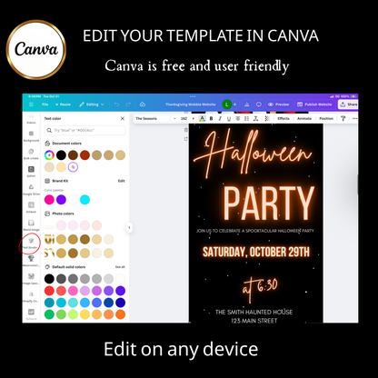 Halloween Video Invitation, Elegant Spooky Animated Invite, Editable Halloween Party Mobile Evite