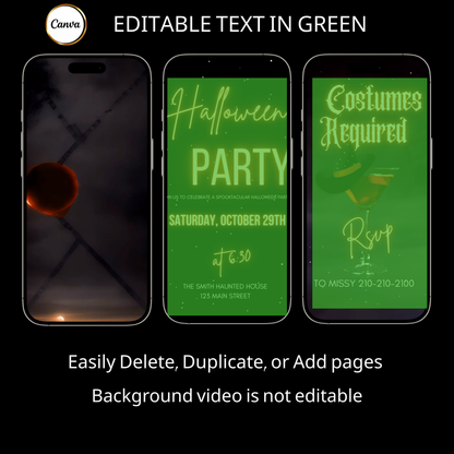 Halloween Video Invitation, Elegant Spooky Animated Invite, Editable Halloween Party Mobile Evite