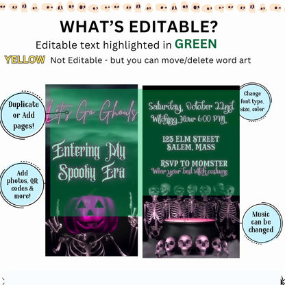 Halloween Video Invitation, In my Spooky Era Animated Invite, Editable Halloween Party Mobile Evite