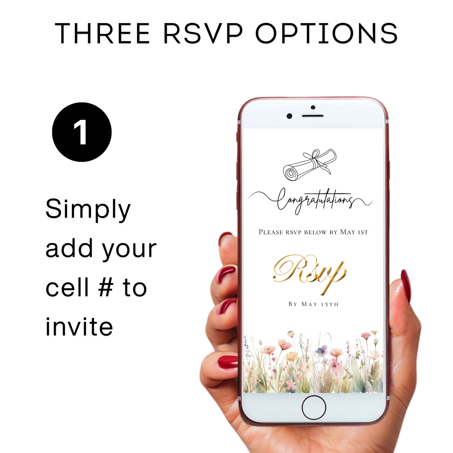 Graduation Party Video Invitation | Spring Floral Graduation Invite for Her | Editable Online RSVP Evite Canva Template