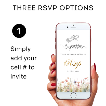 Graduation Party Video Invitation | Spring Floral Graduation Invite for Her | Editable Online RSVP Evite Canva Template