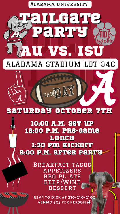 Roll Tide digital video invite card stadium design