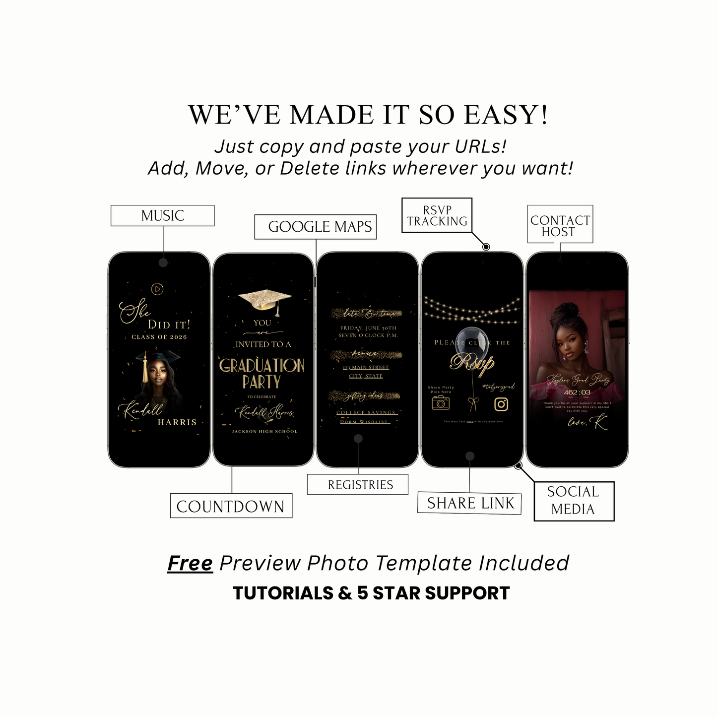 2026 Graduation Invitation Website RSVP Template with Music