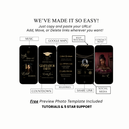 2026 Graduation Invitation Website RSVP Template with Music