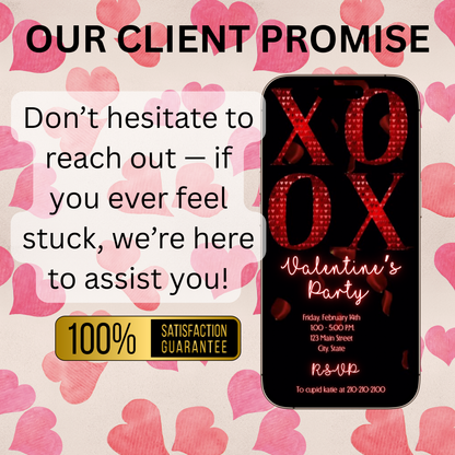 Valentines Day Party Video Invitation | Digital Galentines Day Invite | Editable Canva Evite Template