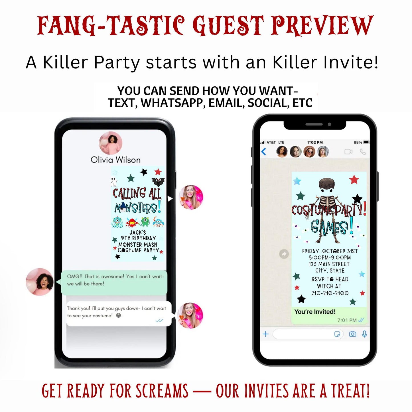 Halloween-Videoeinladung, animierte Monster-Mash-Einladung, bearbeitbare mobile Halloween-Party-Einladung