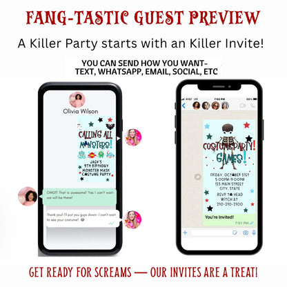 Halloween-Videoeinladung, animierte Monster-Mash-Einladung, bearbeitbare mobile Halloween-Party-Einladung