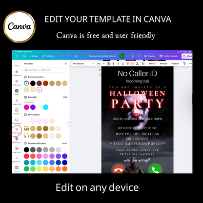 Halloween Video Invitation, Scary Clown Animated Invite, Editable Halloween Party Mobile Evite
