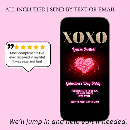 Valentines Day Party Video Invitation | Digital Galentines Animated Invite | Editable Canva Evite Template