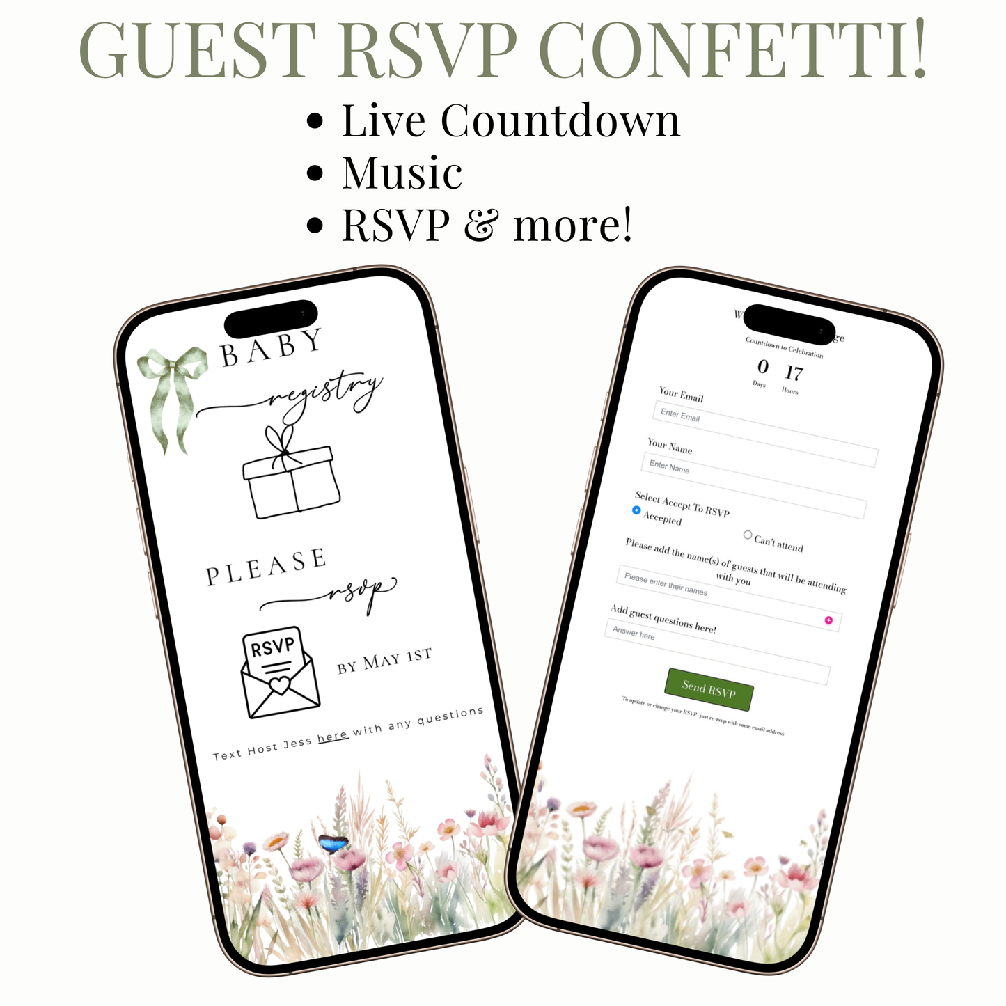 Wildflowers Baby Shower Invite Website with RSVP