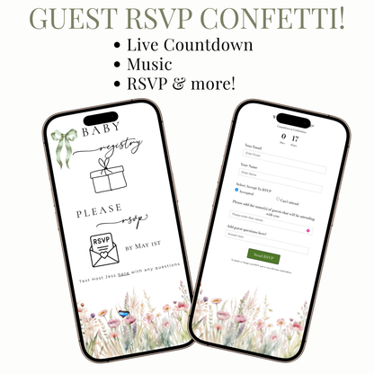 Wildflowers Baby Shower Invite Website with RSVP