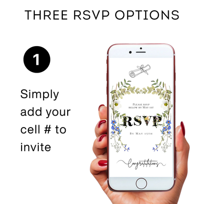 Wildflower Graduation Party Video Invitation | Spring Floral Graduation Invite for Her | Editable Online RSVP Evite Canva Template
