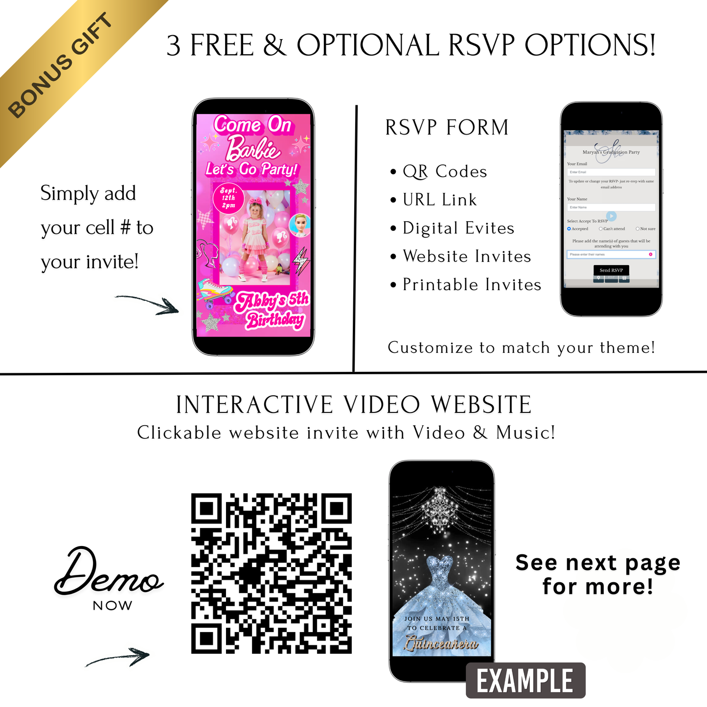 Editable Barbie Video Invitation | Animated Pink Barbie Digital Evite | Editable Canva Invite Template