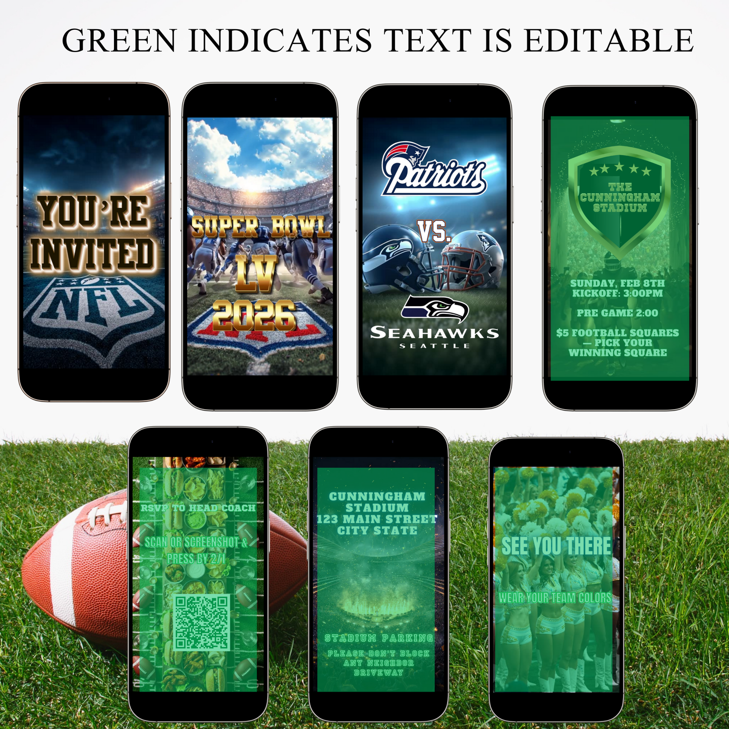 Super Bowl Video Invitation | Super Bowl LV Party Digital Evite | Football Canva Template