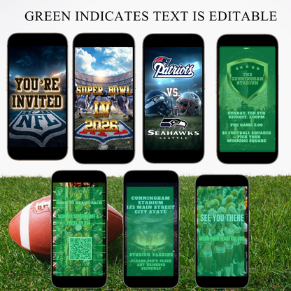 Super Bowl Video Invitation | Super Bowl LV Party Digital Evite | Football Canva Template